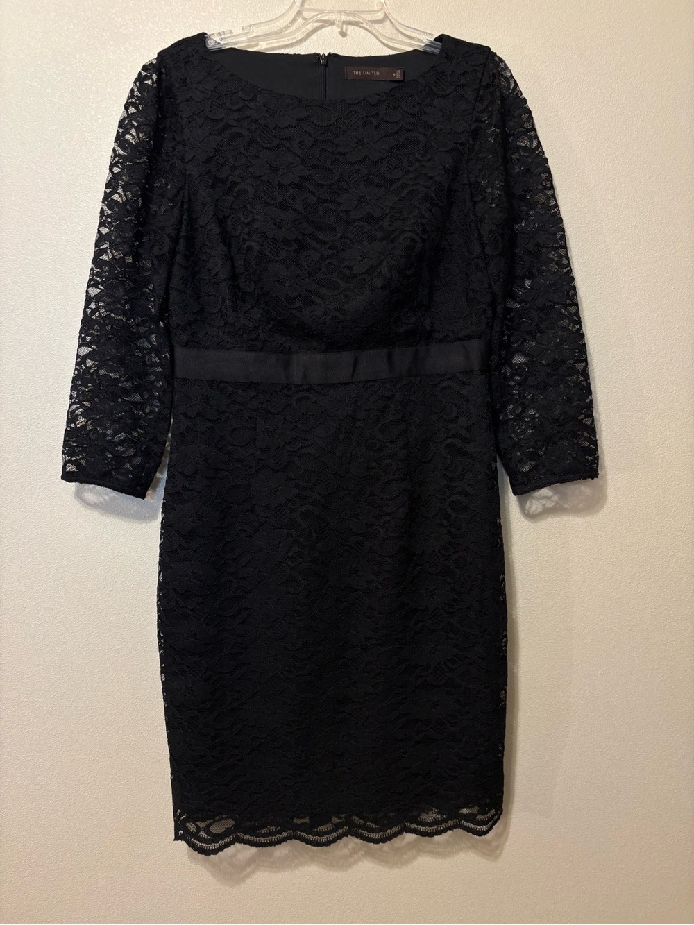 The Limited Black Lace Sheath Dress with Satin Waist